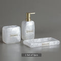 Bathroom Accessories White Pearl Look Bathroom Vanity Countertop Accessory Set,Soap Dispenser,Toothbrush Holder Set,Tray - 3 Pcs