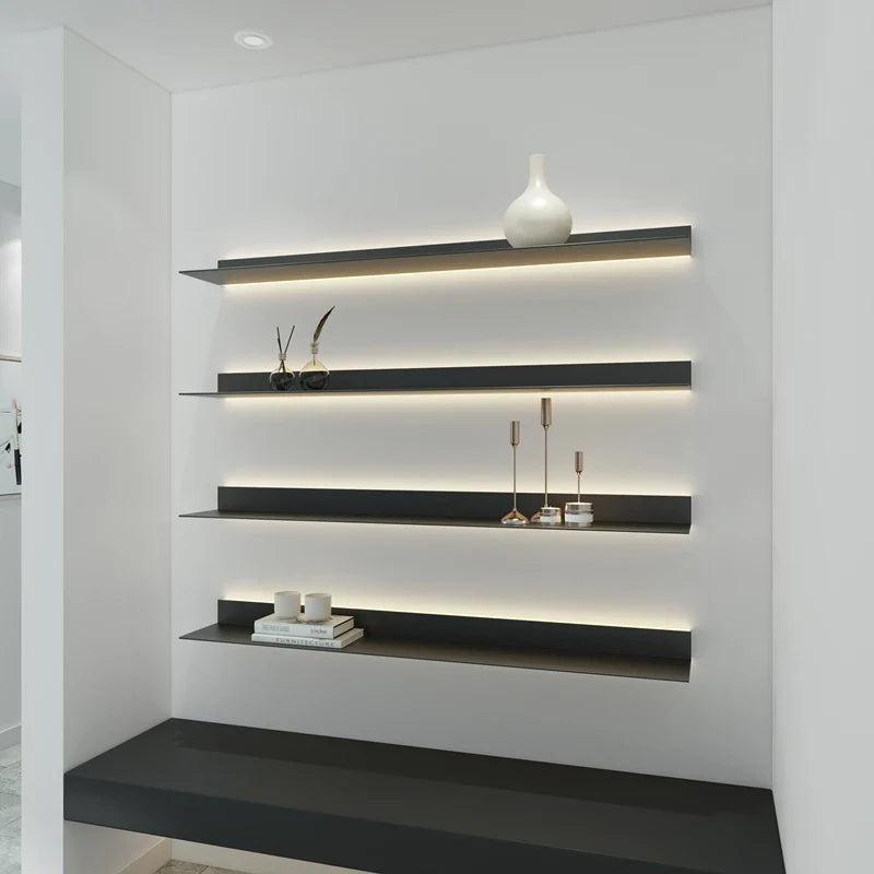 Aluminium light-filled wall shelf