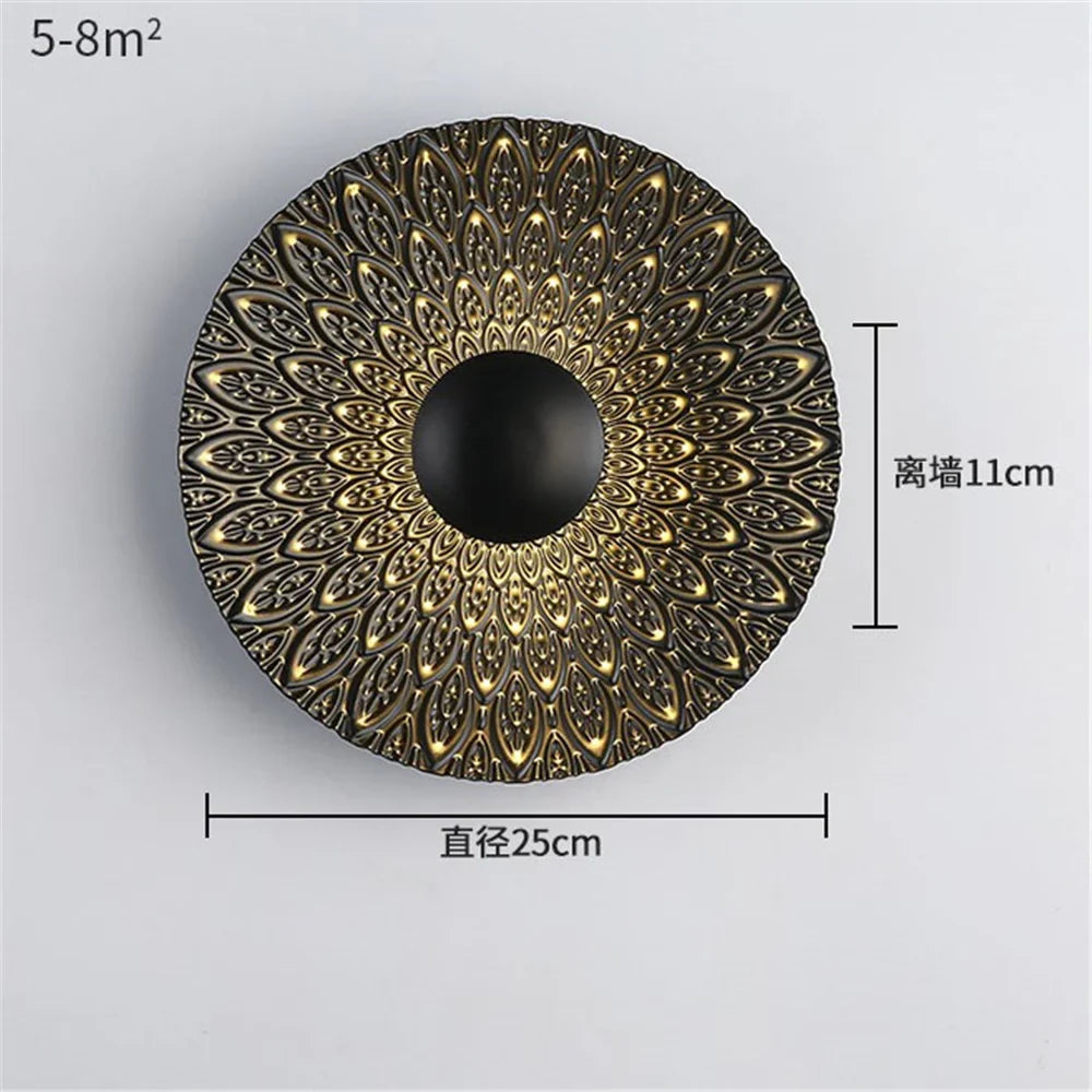 LED wall sconce round in decorative Nordic metal for modern interior - B