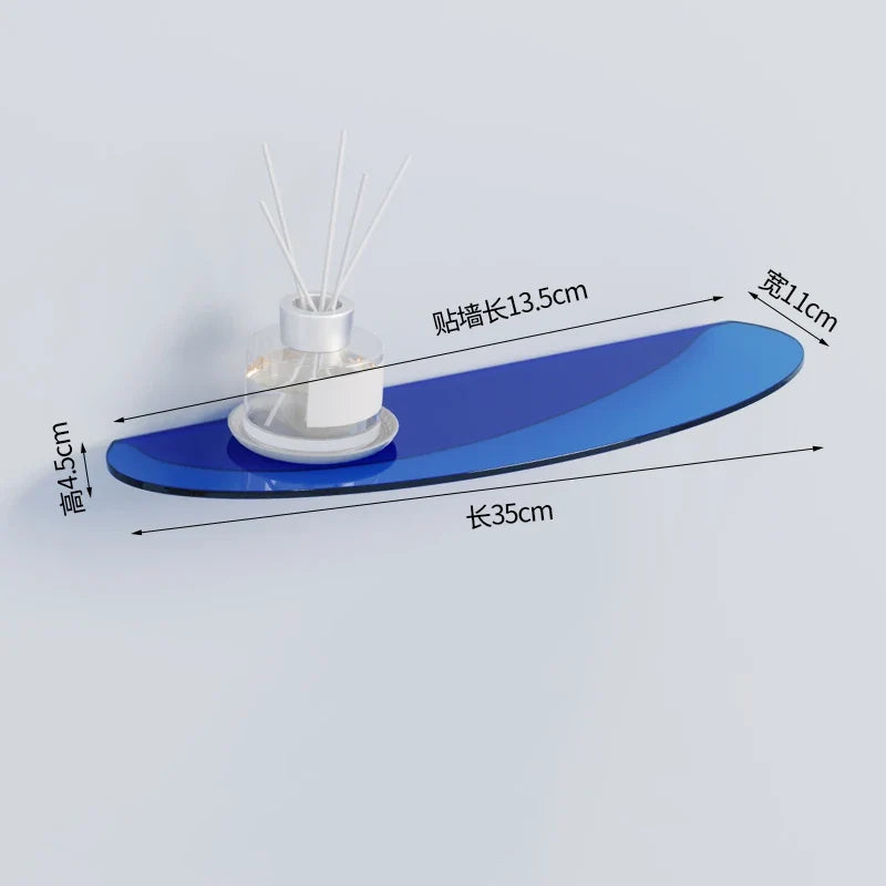 Acrylic floating shelf for modern invisible storage - 35x11cm