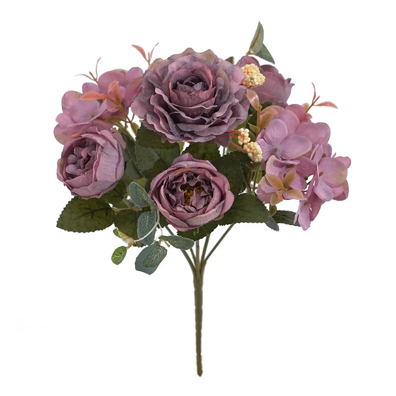 Bouquet of vintage peonies and hortensias for wedding decoration - Purple