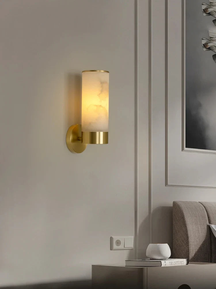 Modern minimalist led wall sconce in natural marble - view 2
