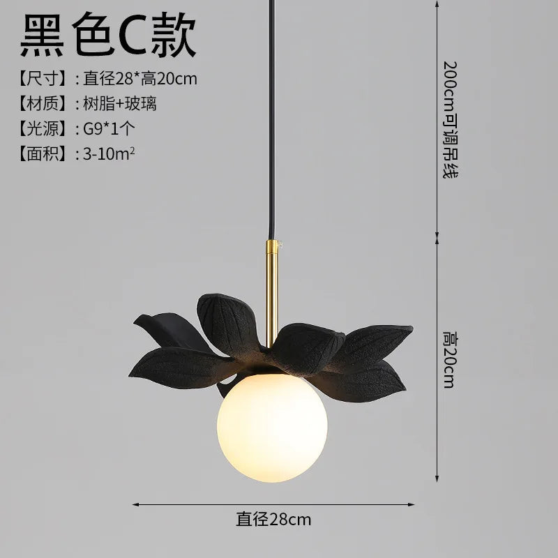 Modern resin pendant light for elegant interior decoration - Style C Black