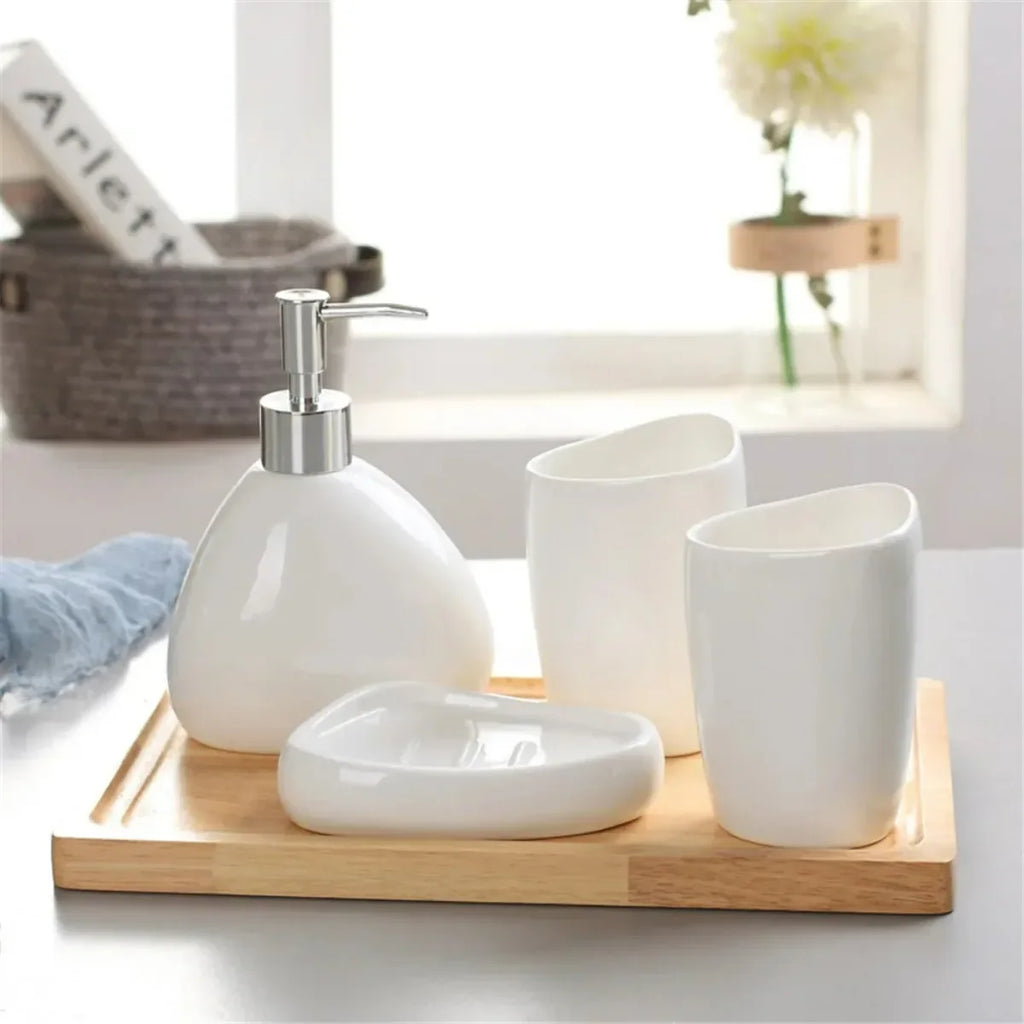 Nordic Ceramic Bathroom Accessory Set with Soap Dispenser - view 4