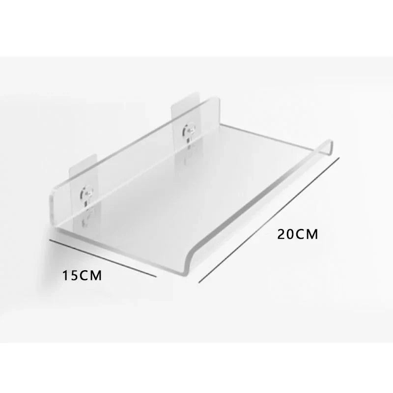 Transparent acrylic floating wall shelf for organized storage - U 20x15cm