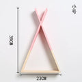 Triangle Wooden Shelf for Wall Decoration, Decorative Crafts, Storage Holder, Living Room, Kids Room - Pink