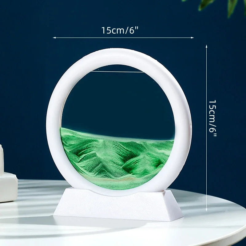 Glass hourglass 3d sand landscape in motion artistic decoration - B-Green (5 inches)