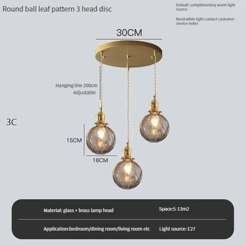 Vintage pendant light with crystal glass switch and shade - Disque 3 C / Warm White / 4 W (max. 100 W)