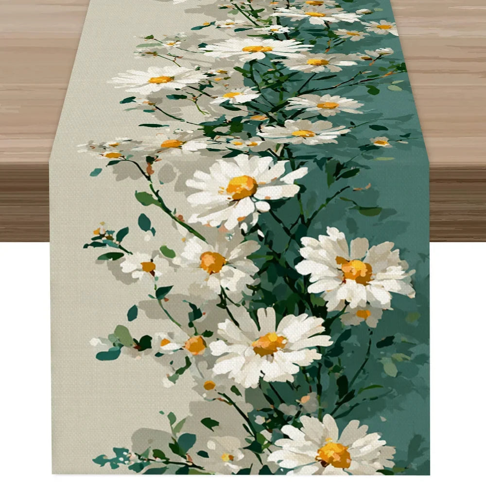 Watercolor Floral Butterfly Table Runner, Design 3 - 90x33cm