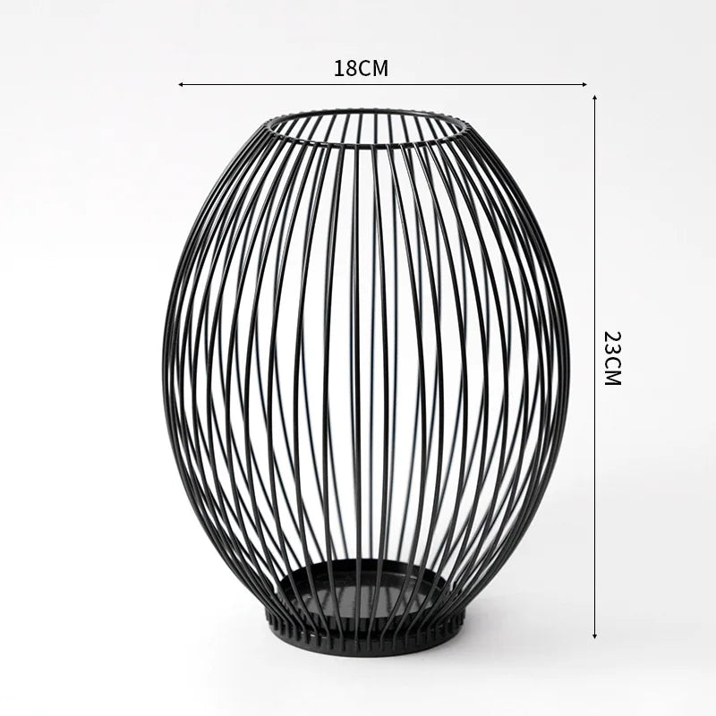 European Metal Lantern Candlestick,Arts and crafts ornaments,Gold Black Candle Holder,Home Decoration - Black L