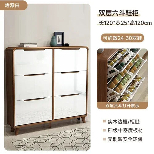 Minimalist vintage wooden shoe shelf and space gain - Style28