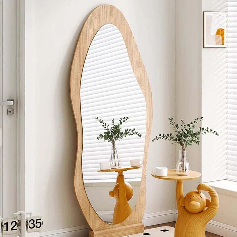 Minimalist decorative mirror in wood for aesthetic interior