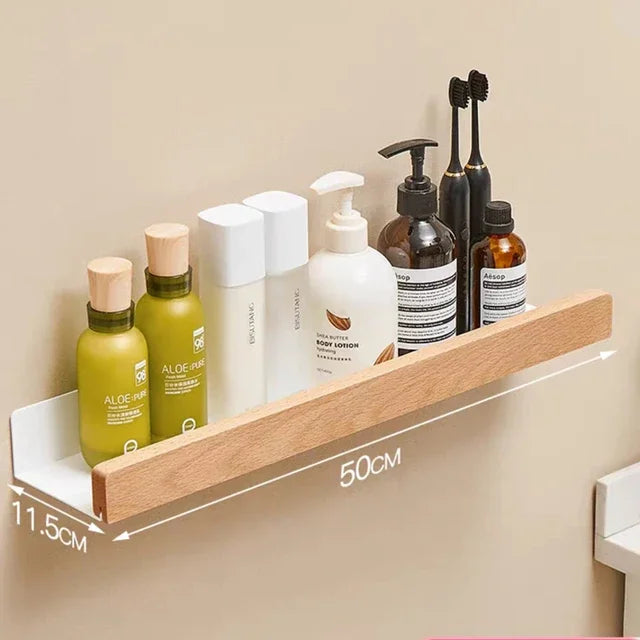 Repisas,Bathroom shelf Storage rack,non perforated vanity Shelf Wall-Mounted Storage rack wall mounted bathroom organizer toilet - Beech wood 50CM