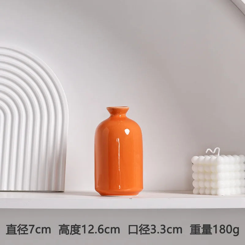 Modern Ceramic Vase with Minimalist Design, Dried Flower Vase, New Chinese Style Ceramic Vase, Luxury Home decor Orange Ceramic - 5