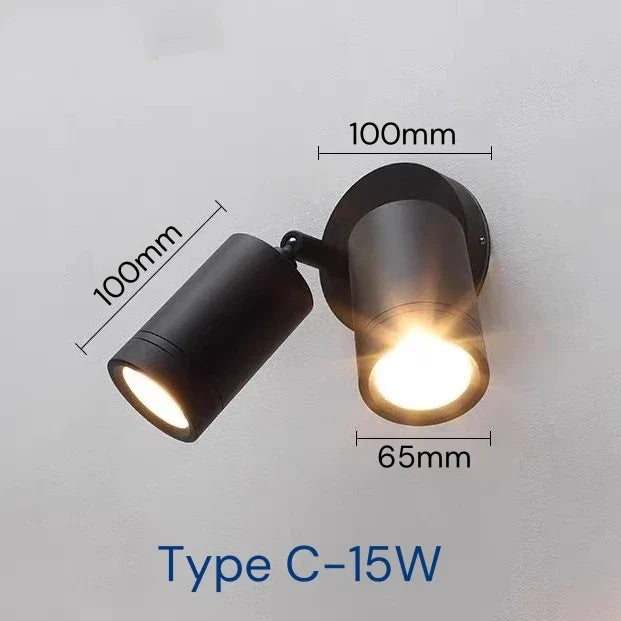 Outdoor led spot double head waterproof for garden balcony fence - C 15W / Cold White 6000K