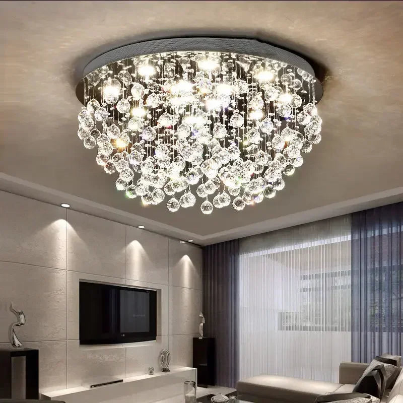Led chandelier with crystal balls for modern interior - view 3