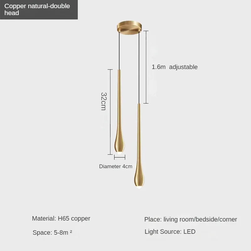 Modern hanging in the form of decorative copper water drop - Gold-A2 / 3 modifiables