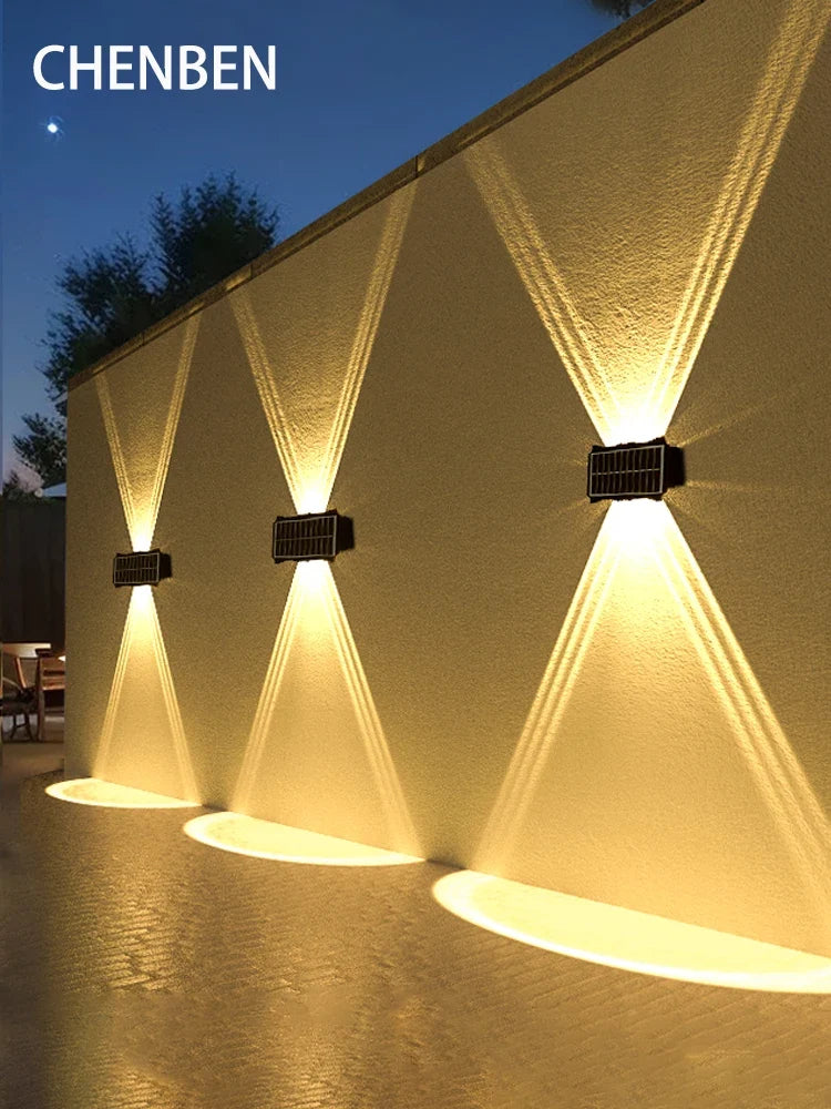Waterproof solar wall sconce for decorative exterior lighting - view 2
