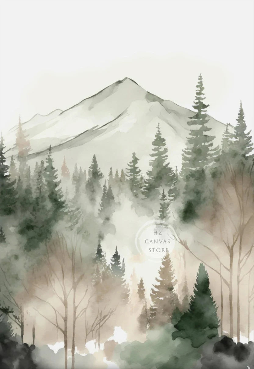 Mountain forest landscape posters decorative wall paintings - 30X40cm Unframed / 1