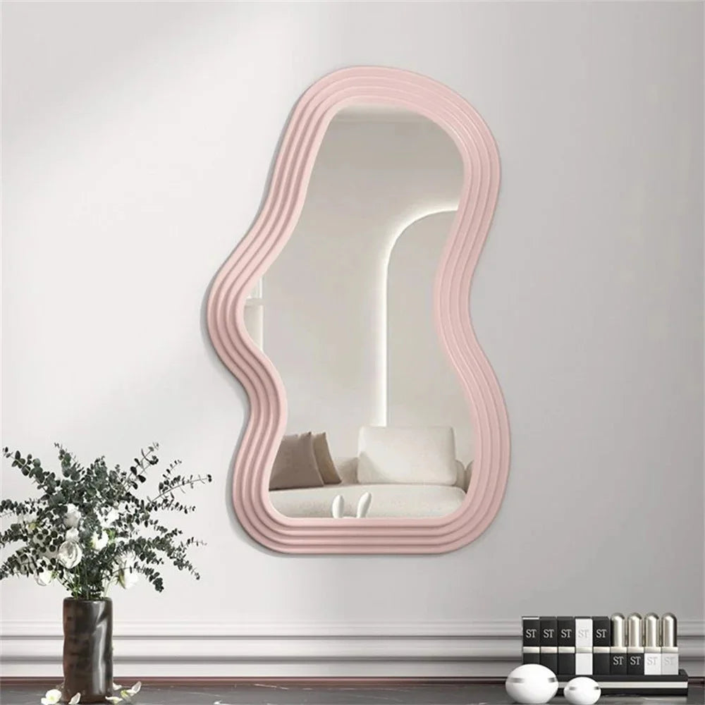 Vertical mirror cloud for desk dorm bathroom decoration - Pink Curve