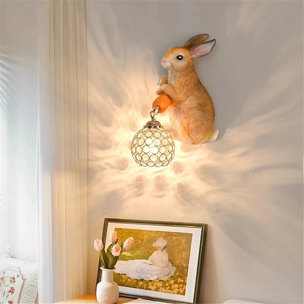 Rabbit wall sconce in creative pastoral resin for home decoration - view 2