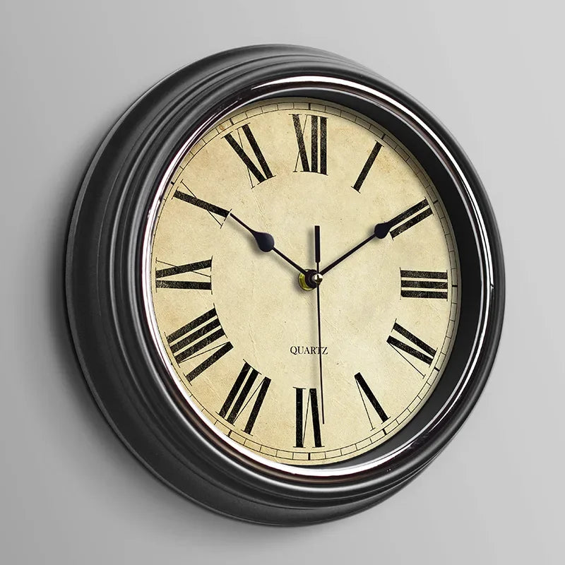 Silent vintage wall clock for interior decoration - B / 12 inches