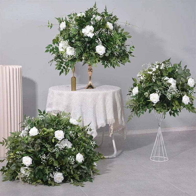 Artificial flower ball arrangement white rose wines wedding decoration