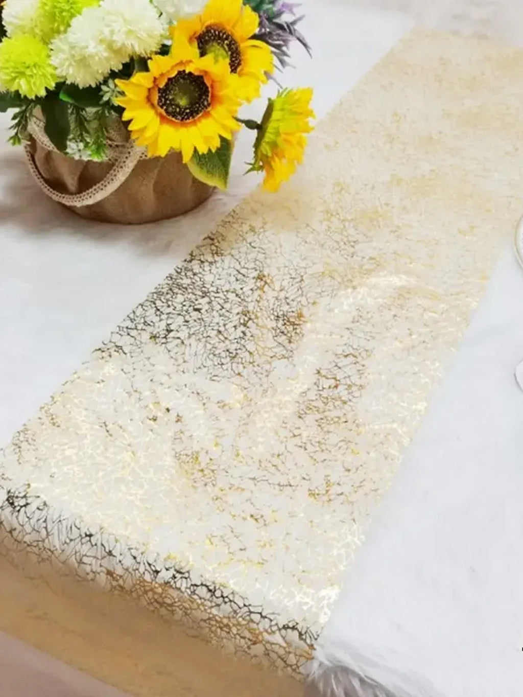 Pink gold table runner glitter metallised party - view 4