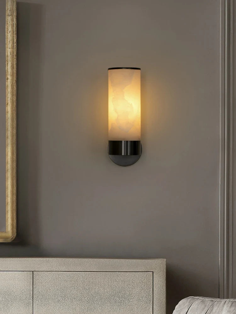 Modern minimalist led wall sconce in natural marble - view 4