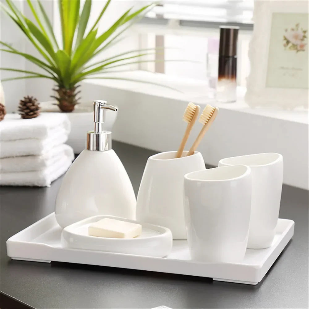 Nordic Ceramic Bathroom Accessory Set with Soap Dispenser - view 3