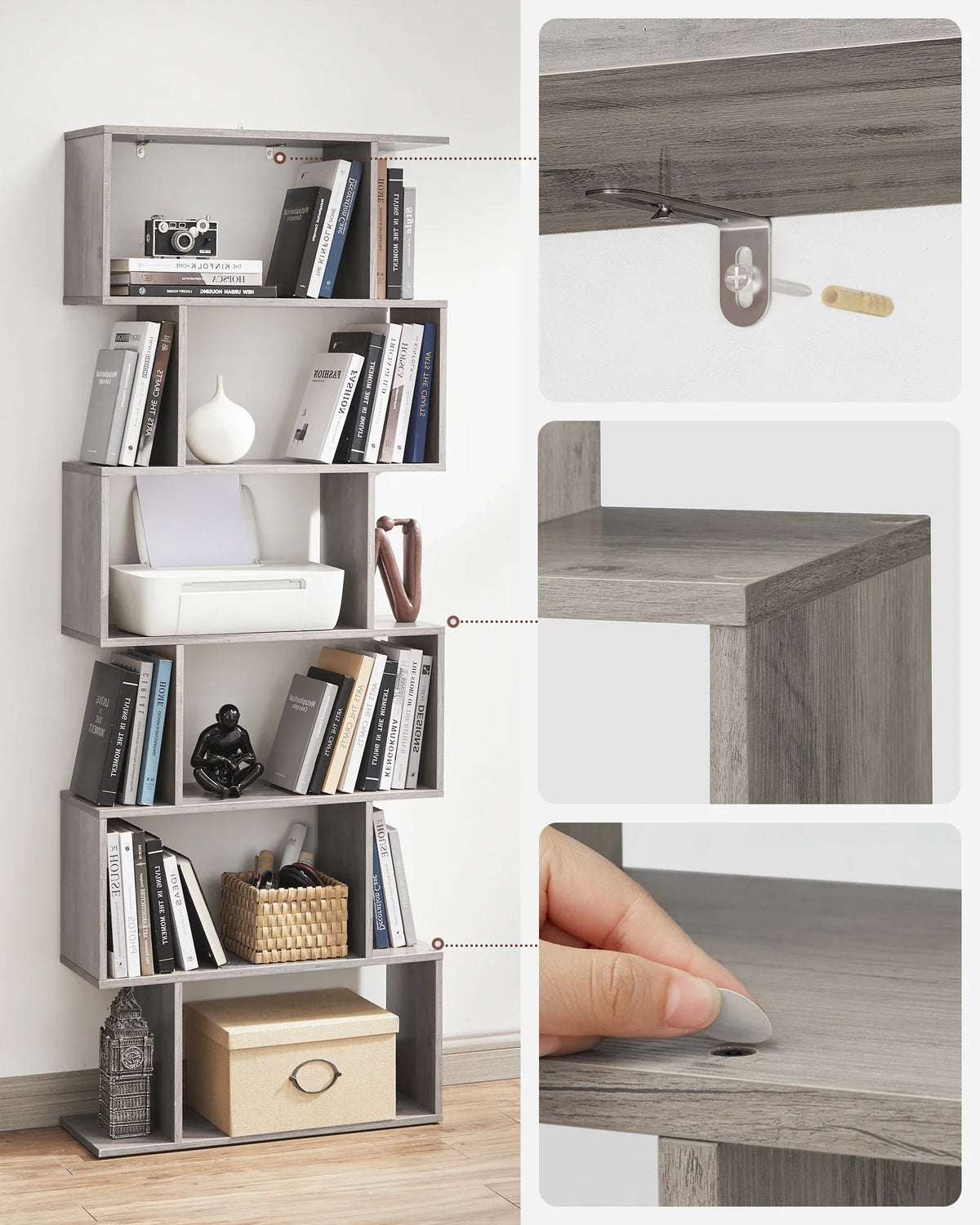 Modern 6-level self-supporting desk shelf - view 3
