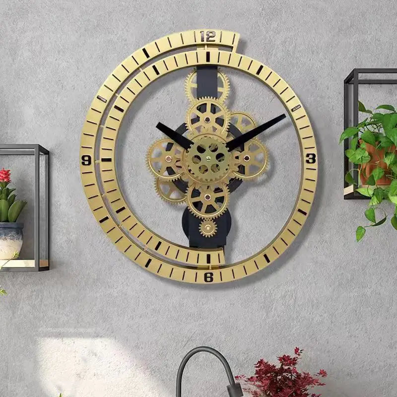 Industrial Gear Rotating Wall Clock, Silent Clock, Modern Design,Home Living Room,European Office Art Wall Decoration Horologe - view 3