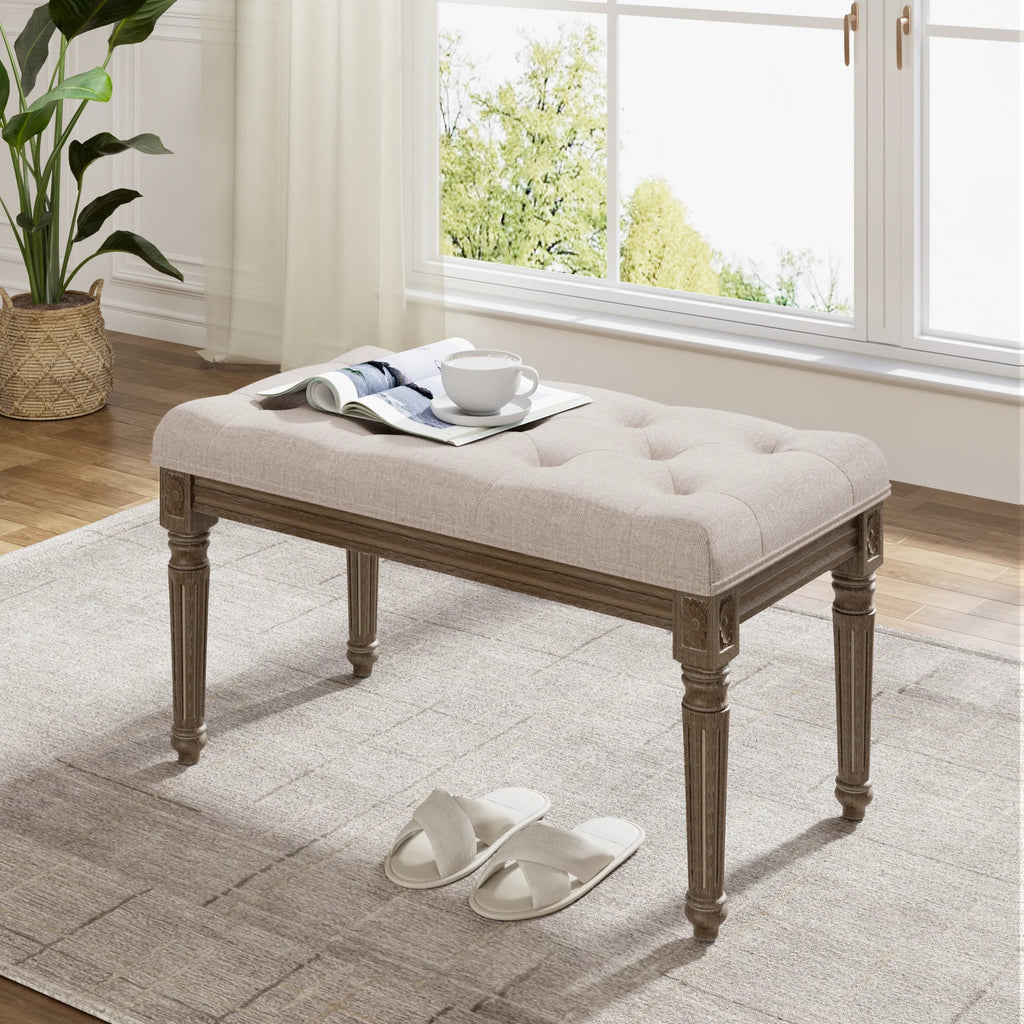 Wooden upholstered entrance bench for footwear and storage - view 2