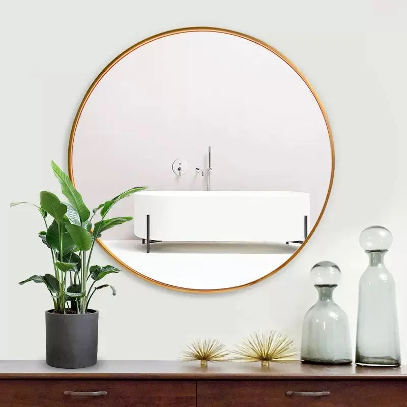 Metal Minimalist Circular Mirror for Decoration and Makeup - 30x30cm 2