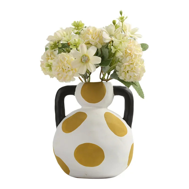 Hand-painted Milk Pot Ceramic Vase, Living Room, Porch, Desktop, Flower Arrangement Container, Homestay Decoration Handicraft - view 6