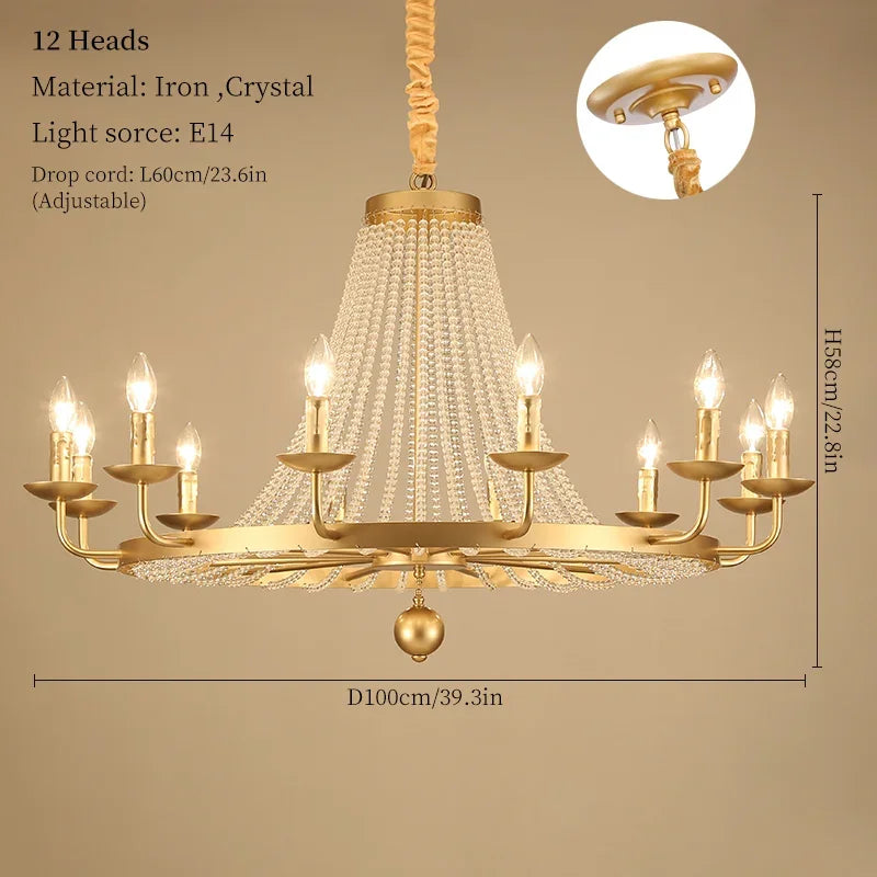 Nordic LED crystal candlestick for home decoration, bedroom and restaurant lighting, romantic and warm luxury crystal candlestick - 12 Heads / Neutral Light / Black Lampbody
