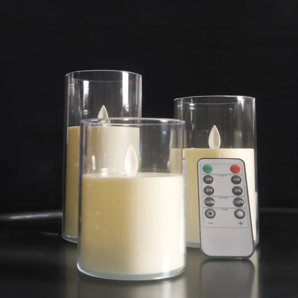 3pcs/set USB Rechargeable Led Pillar Candle,Flameless Remote control,Timer LED Candle Light table decorative,Christmas Candles - view 4