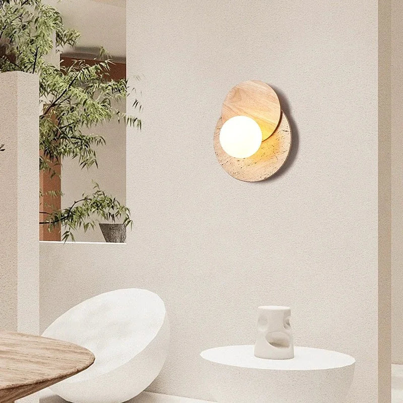Nordic wall sconce with led stone and wood - view 5