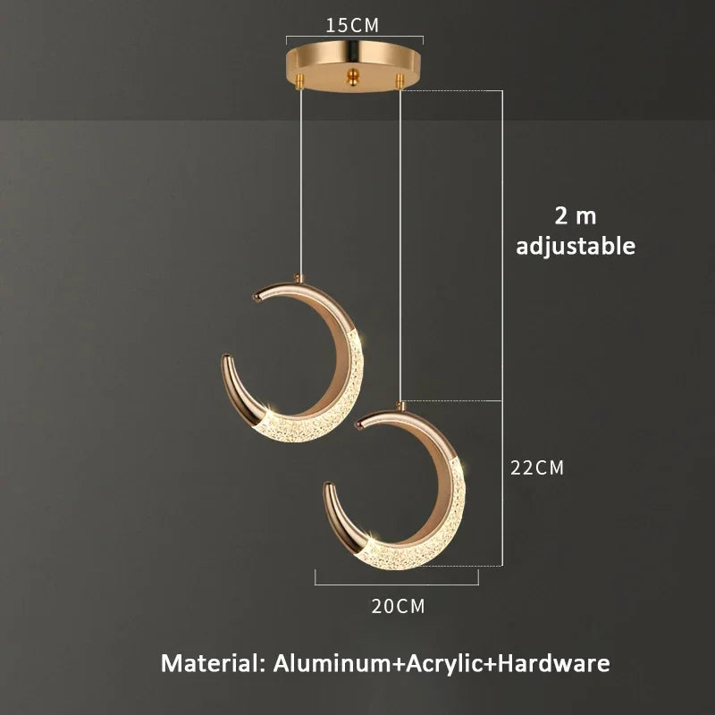 Modern creative study lamp for interior decoration - Double lune / 220V / Neutral Light