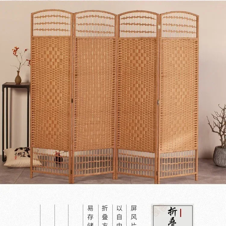 Rattan Baffle Screen, Antique Straw Handmade Living Room Partition Entrance Folding Screen, Restaurant Indoor Classical Screen - view 2