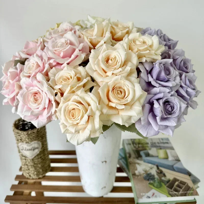 Bouquet of artificial silk rose wines for festive decoration - view 3