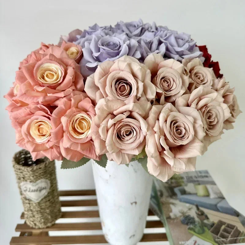 Bouquet of artificial silk rose wines for festive decoration - view 5