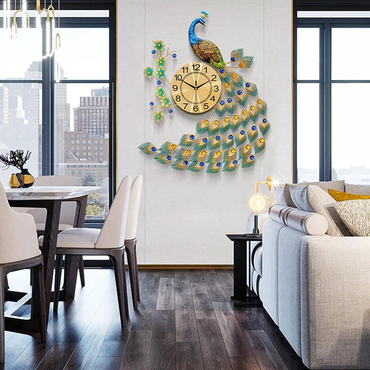 Modern wall clock in peacock shape for interior decoration - view 5