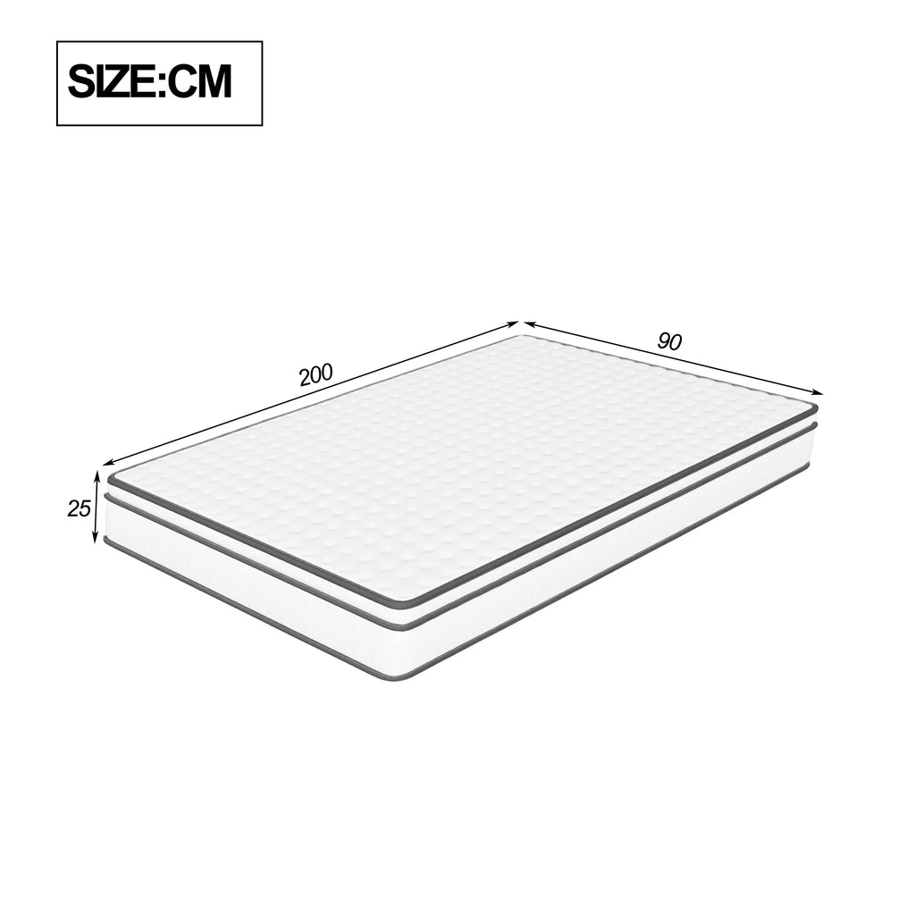 7-Zone Spring Matratze 25cm thick,Medium-Firm Orthopaedic, Extra Comfort, Breathable & Quiet,Breathable 3D fabric - 90x200x25cm
