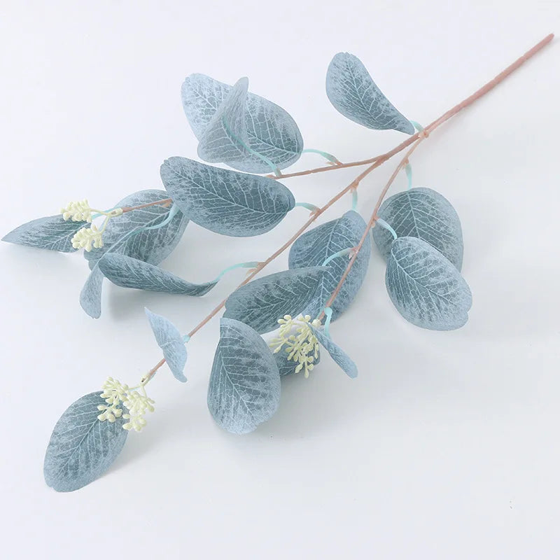 Eucalyptus artificial plants with fruit for modern decoration - Light Blue