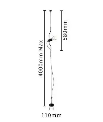 Italian minimalist foot chandelier with decorative adjustable height - Black 1 Light / Warm Light 3000K