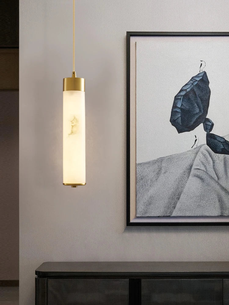 Natural marble and copper chandelier for modern minimalist decoration - view 2