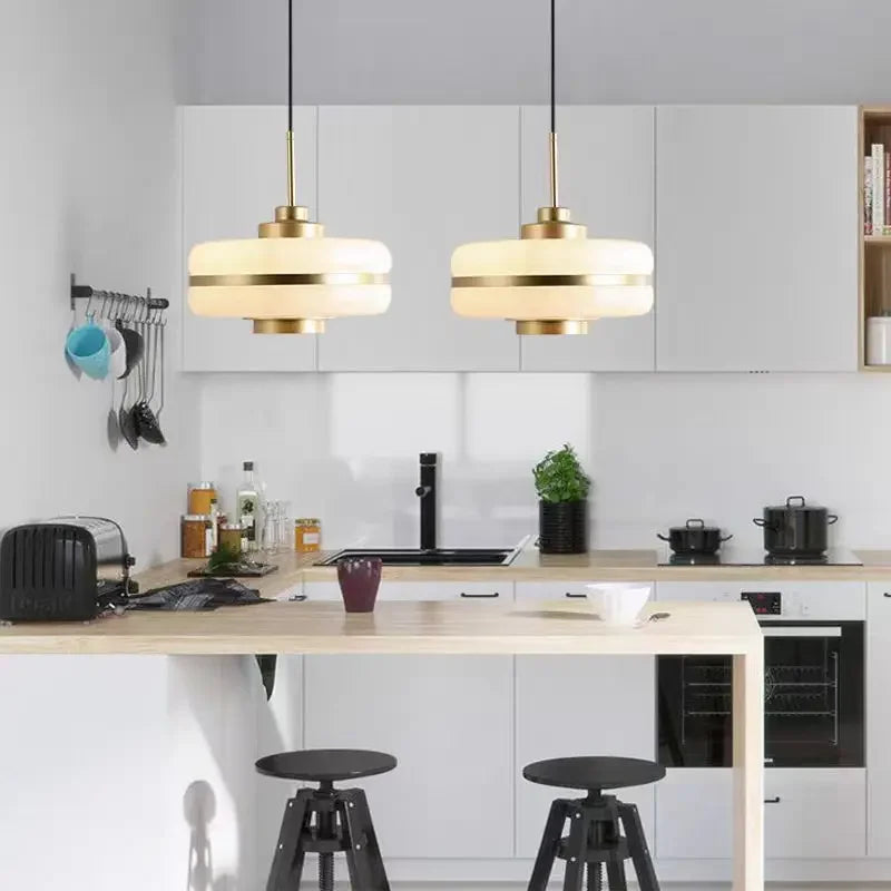 Modern milky glass pendant light for elegant interior - view 4