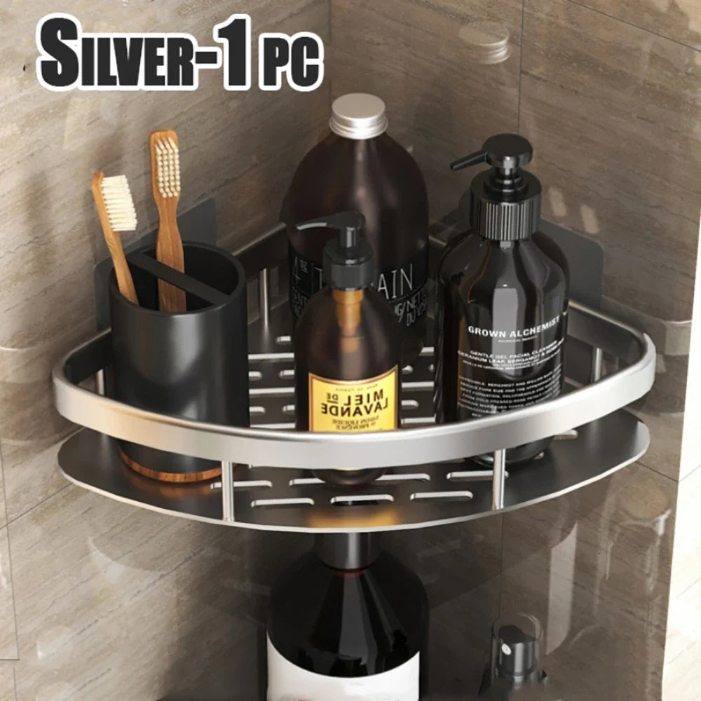 Wall corner shelf without piercing for shower and towels - Silver-A-1PCS