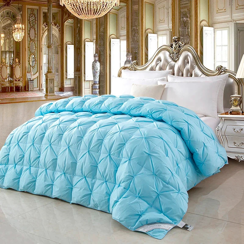 100% white goose down comforter, high-quality five-star hotel twisted flower comforter, pure cotton winter thick comforter - 180x220cm 3.5kg / Blue